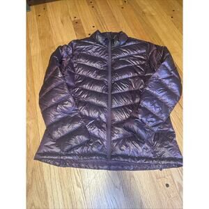 EDDIE BAUER Women's L/XL Purple Packable Down Jacket EB650 Iridescent Plum